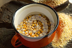 Cornflour and corn grains