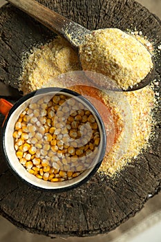 Cornflour and corn grains