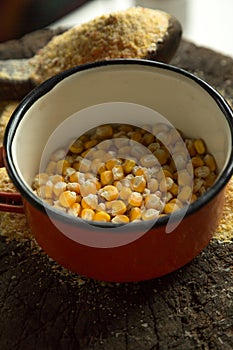 Cornflour and corn grains