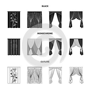 Cornices, garters, ribbon and other web icon in black,monochrome,outline style.Machine, textiles, furniture icons in set