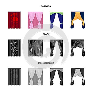 Cornices, garters, ribbon and other web icon in cartoon,black,monochrome style.Machine, textiles, furniture icons in set