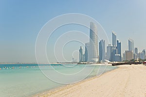 Corniche beach in Abu Dhabi, UAE United Arab Emirates.Beachside in Abu Dhabi