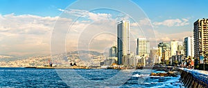 The Corniche seaside promenade in Beirut, Lebanon