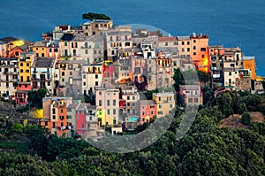 Corniglia (Cinque Terre Italy) at twilight photo