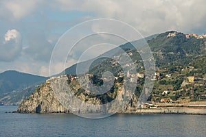 Corniglia village and Cinque terre coastline