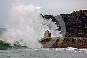 Cornish coast gets battered by storms
