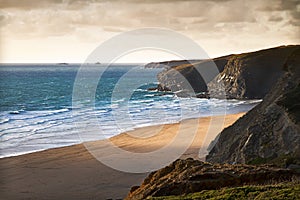 Cornish coast near Newquay, Cornwall, England photo