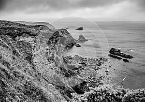 The Cornish Coast at Portreath in Cornwall England