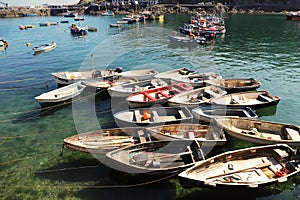 Cornish coastal village boat harbour