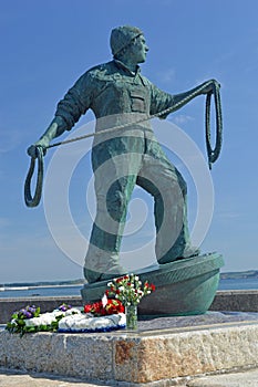 Cornish fisherman statue Newlyn Cornwall