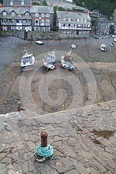 A cornish fishing harbour at low tide