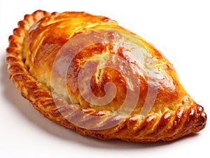 Cornish pasty isolated: A golden Cornish pasty on a white background