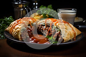 Cornish pasty in a plate famous English dish photo