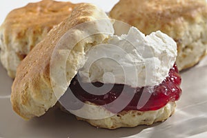 Cornish Scone with Cream and Jam photo