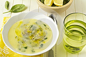 Cornmeal spinach cream soup