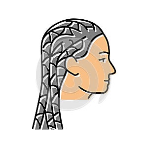 cornrows hairstyle female color icon vector illustration
