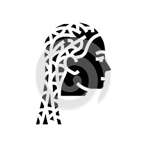 cornrows hairstyle female glyph icon vector illustration
