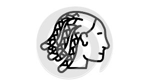 cornrows hairstyle female line icon animation