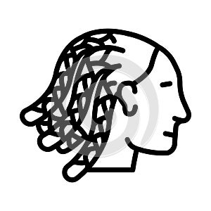 cornrows hairstyle female line icon vector illustration