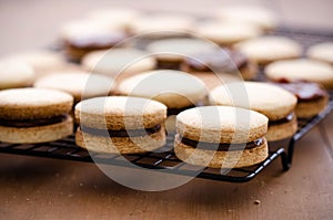 Cornstarch alfajores with milk caramel.