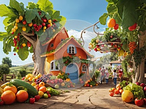 Cornucopia of fruit and vegetable home Art