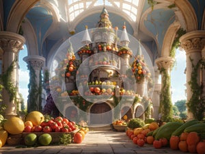 Cornucopia of fruit and vegetable palace Art