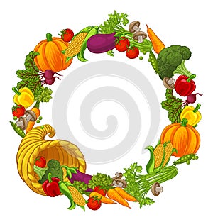 Cornucopia Gold Horn Of Plenty Vegetables Frame