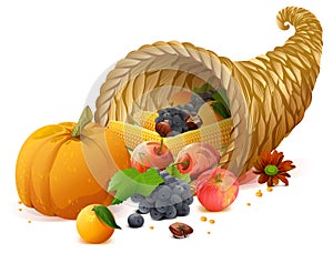 Cornucopia rich harvest on day of Thanksgiving