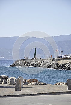 Agios Nikolaos, august 31st: Obelisk Horn of Amalthea from Agios Nikolaos on Crete island