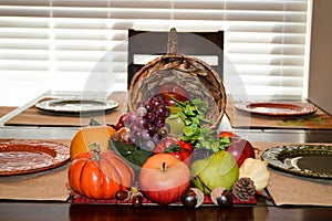 Cornucopia on table