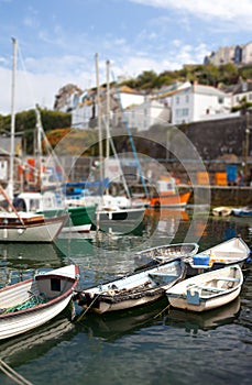 Cornwall boats harbor Mousehole fishing villlage photo