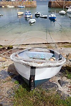 Cornwall boats harbor Mousehole fishing villlage photo