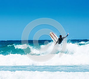 Cornwall surfer wipeout