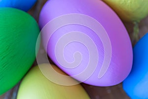 Coroful easter eggs soft focus background