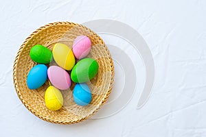 Coroful easter eggs isolated on the white crafting background