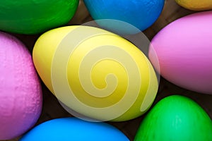 Coroful easter eggs soft focus background