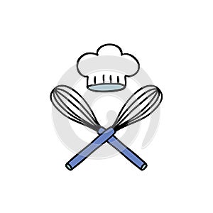 Corolla and chef hat doodle icon