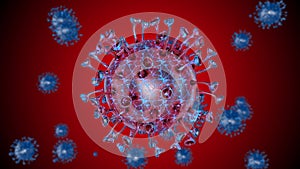 Corona COVID-19 Alert SOS. Pandemic bacteria pathogen medical health risk, immunology, virology, epidemiology concept. Microscope