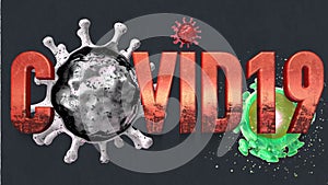 Corona 3D TExt with Virus photo