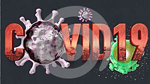 Corona COVID19 3D TExt with Virus photo