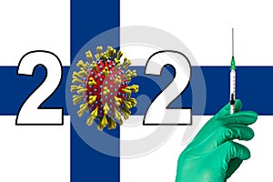 corona vaccination in front of a Finnland flag photo