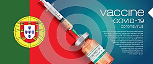 Corona vaccine vector 3D illustration, country flag concept.