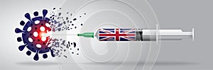 Corona vaccine vector 3D illustration, country flag concept.