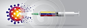 Corona vaccine vector 3D illustration, country flag concept.