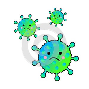 Corona virus 2019-nCoV Emoji pattern on white background and neon color. Physical distancing. Corona Virus in Wuhan, China, Global