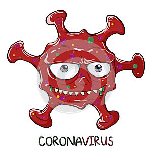 Corona Virus 2020,Covid-19. Cartoon style coronal virus.White background.