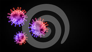 Corona virus 3d realistic vector in dark background. coronaviruses cell, wuhan virus disease. Perfect for banner information,