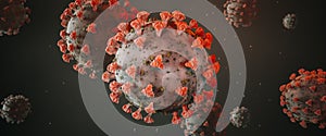 Corona virus background header with Sars-CoV-2 virus as realistic - 3D rendering