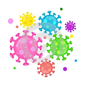 Corona virus cartoon color on white background,vector illustration