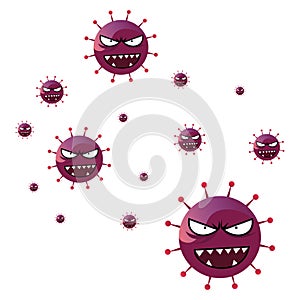 Corona virus cartoon in colorful art on isolated white background